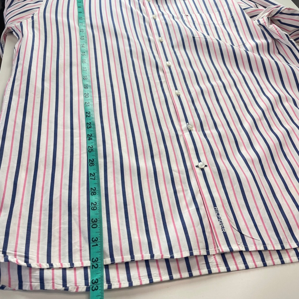 Tommy‎ Hilfiger Mens XXL Custom Fit Striped Button Down Shirt Pink Blue White - Picture 7 of 11